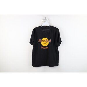 Vintage 90s Hard Rock Cafe Womens Size Medium Distressed Malta T-Shirt Black